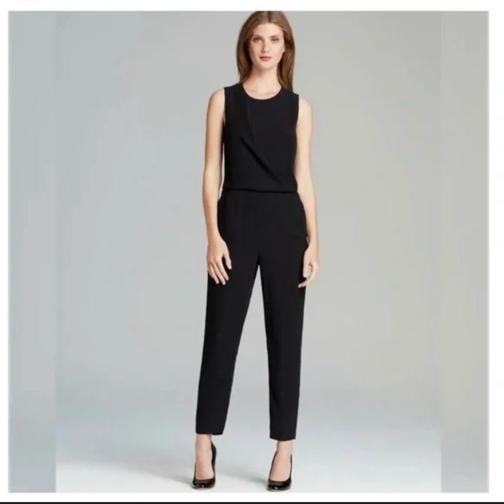 Theory Daimine Register Jumpsuit Women Size 6 Black Sleeveless with Pockets